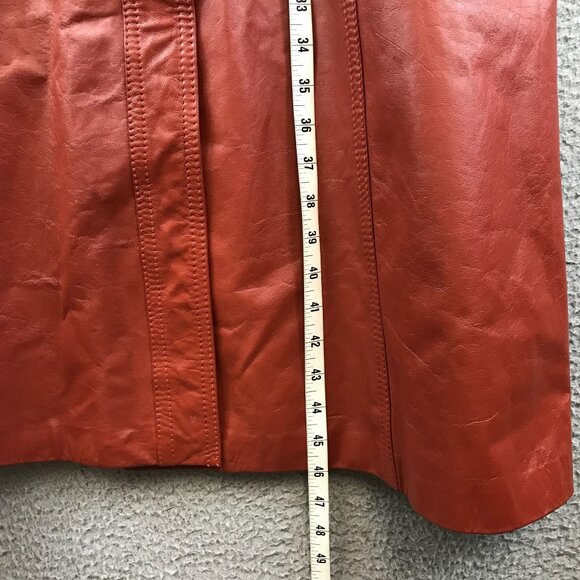 Vintage 70s Genuine Leather Trench Coat With Hood size 7 - Picture 12 of 13